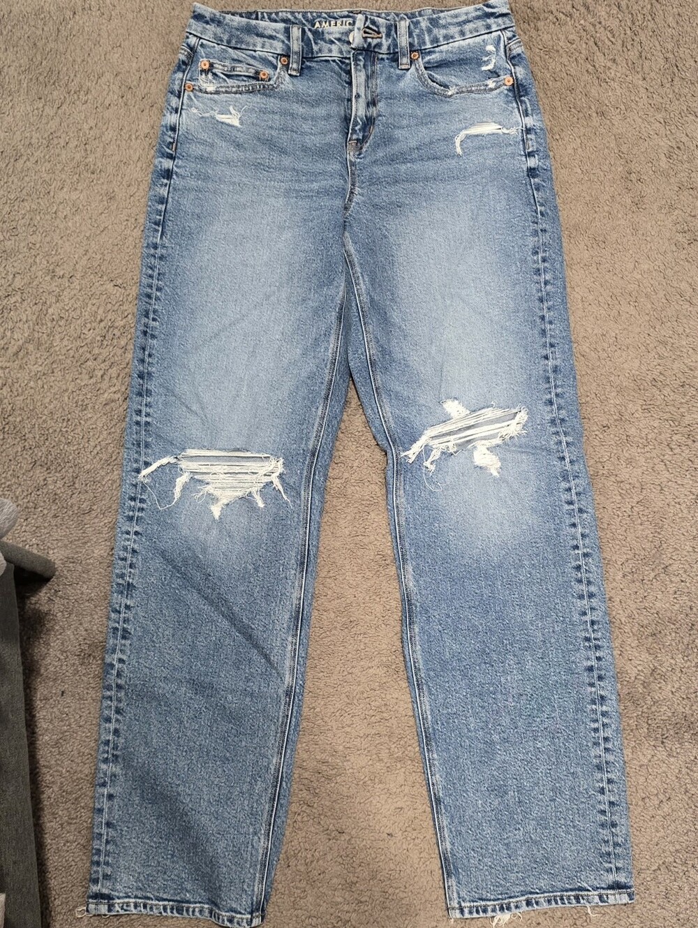 AE Curvy High-Waisted Straight Jean Womens Size 6 Long